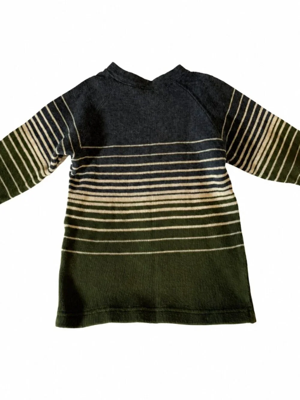 Baby Gap Toddler Striped Knit Sweater | Gray & Olive Green | Size 3 Years